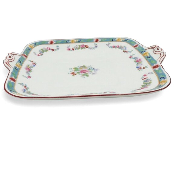 ROYAL DOULTON Square Handled Floral Porcelain Dish England Vintage 10" - Picture 4 of 11